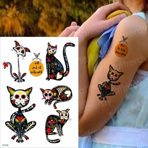 Tattoo women waterproof face paint tattoo temporary fashion cat tatoo halloween body stickers mandala animals tattoos girls kids