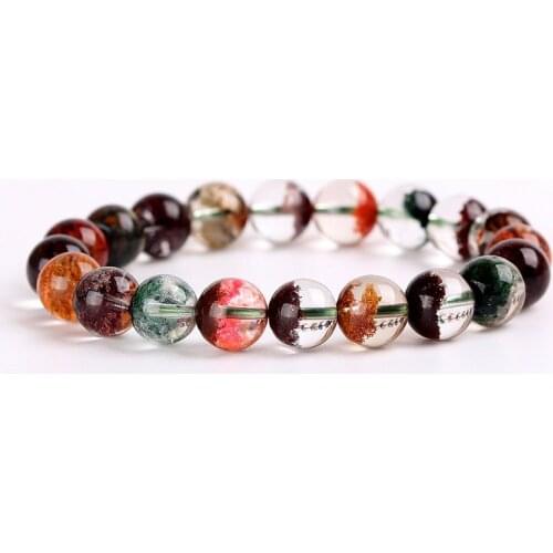 AAAA Top Natural Colorful Phantom Quartz Crystal Stretch Bracelet For Woman and Man