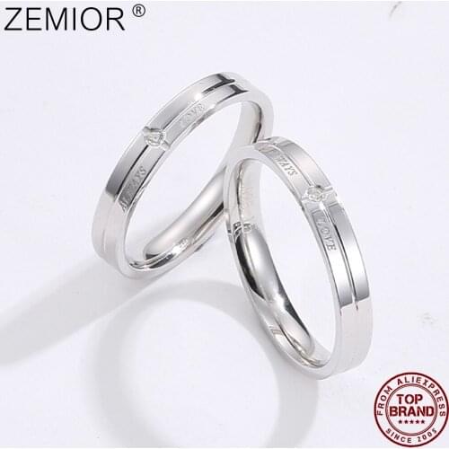 ZEMIOR Pure Couple Rings S925 Sterling Silver Ring For Unisex Romantic Marry Engagement Always Love Fine Jewelry Customied 2021