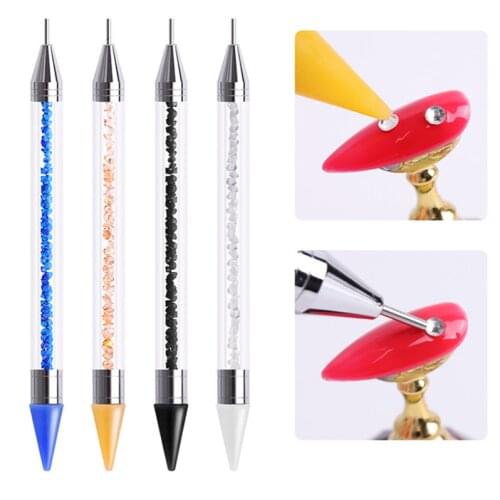 1PC Dual Heads Acrylic Metal Dotting Wax Pen Rhinestones Gem Picker Crystal Picking Nail Art Studs Dotter DIY Point Drill Tools