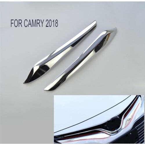 2pcs/set Chrome ABS Car Front Upper Middle Grille Grill Cover Trim Strip Decal Fit For Toyota Camry 2018 Car Styling Accessories