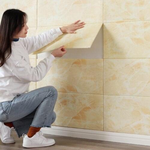 3d wall stickers self-adhesive soft bag background wall decoration wallpaper thickening anti-collision waterproof living room