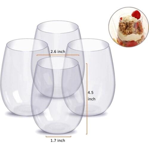 4Pcs New High Quality 463ml Unbreakable Wine Glasses Shatterproof Plastic Glass Safe Reusable Transparent Fruit Juice Beer Cup