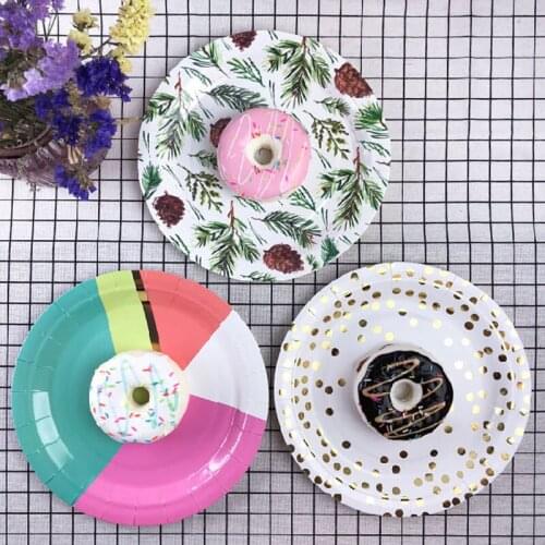 8pcs Plastic Plates Birthday Party Decorations Disposable Partys Assiette Jetable Cumpleaños Rietjes Plastic Picnics Cute Ins