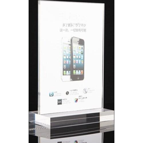 100x 4x6 Inches Acrylic Magnetic Sign Holder with Black Base Table Display Stand Menu Display Holder for Store&hotel&supermarket