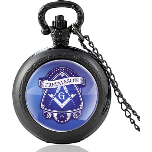 Antique Classic Freemason Glass Cabochon Quartz Pocket Watch Vintage Men Women Pendant Necklace Chain Clock Gifts