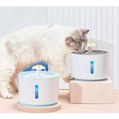 Pet Cat & Dog Auto Water Fountain Water Feeder Dispenser LED USB