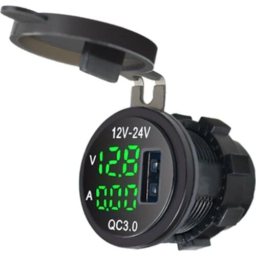 Car USB Charger Socket QC 3.0 Quick Charge Car Cigarette Lighter Socket with Led Digital Display For Motorcycle Auto Truck