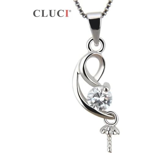 CLUCI nice women jewelry 925 sterling silver pendant accessory pendant fitting DIY pearl pendant , can stick pearl on SP150SB
