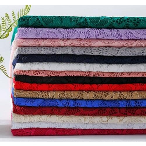 Elasticity Green Lace Fabric by the meter per Begonia Flower for Dress skirt Sewing High Quality Fabris blue Black and White