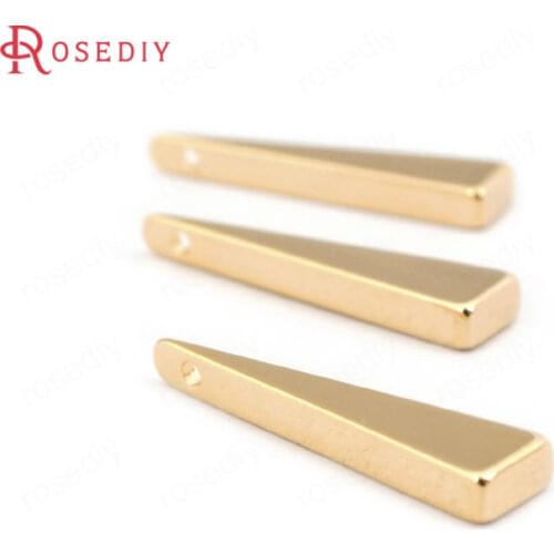 F399)10 pieces 22*5mm 24K Gold Color Brass Long Triangle Charms Pendants High Quality Jewelry Findings Accessories wholesale