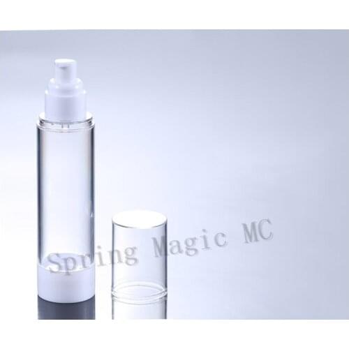50ML Clear Perfume Vacuum Bottle,Foundation/Eye Cream pump Empty Vial,Portable Cosmetic Container Plastic Sprayer Airless Bottle