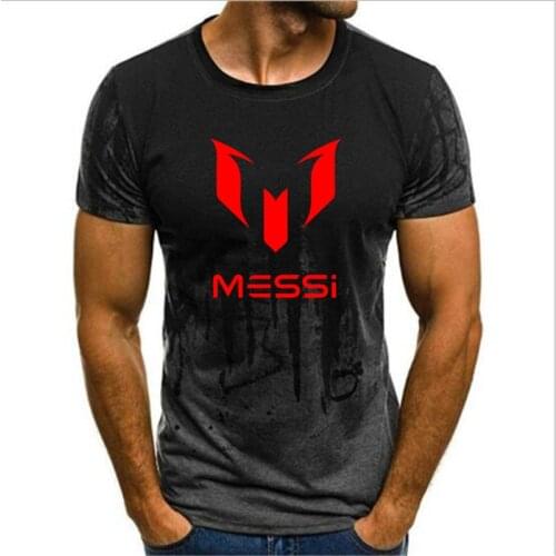 Gradient ink summer Barcelona MESSI Men t-shirt tops Man casual short sleeve t shirts Size XS M L XL XXL