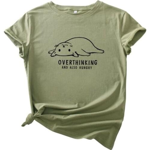 MK Casual Cute Relaxing Cat Round Neck Cotton Short-Sleeved T-Shirts Women Summer Loose Tshirt Oversized S-XXL Pullover Tees Top