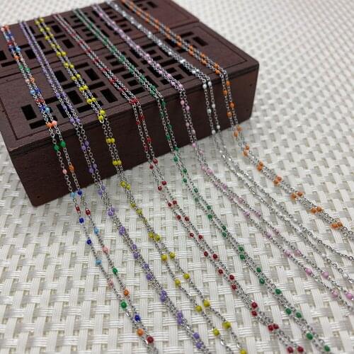 Exquisite Hand-made Gold Wire Copper Chain Charm Wrapped with Rosary Beads for DIY Jewelry Necklace Bracelet Foot Length 1 Meter