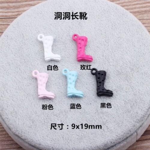Mini Order 10pcs/Lot 9*19MM Women Rain Boots Shape Alloy Charms Oil Drop 3D Enamel Metal Shoes DIY Jewelry Finding Pendant Charm