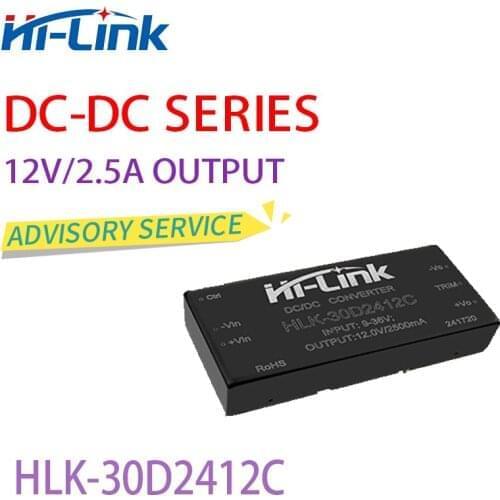 Free shipping Hi-Link dc dc power module 12V 2.5A output dc dc power supplies 9-36V Input HLK-30D2412C 91% efficiency isolated