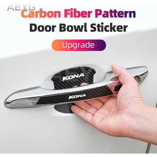 Carbon Fiber Car Door Handle Anti-Scratches Sticker Vinyl Protective Decals For Hyundai KONA Car Exterior Films Auto Accessories