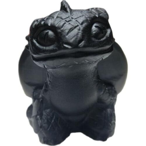Natural Obsidian Quartz Toothless Dragon Hand Carved Crystal Quartz Healing Stones Gemstones For Home DIY Decorations