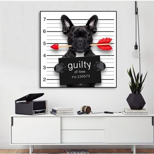 Bad Dog Bulldog Poster Funny Puppy Canvas Painting Dachshund Prints Nordic Wall Art Pictures Bedroom Home Decoration Paintings