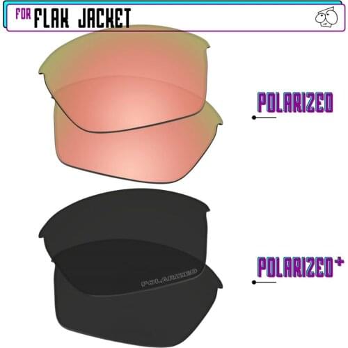 EZReplace Polarized Replacement Lenses for - Oakley Flak Jacket Sunglasses - BlackP Plus-RoseP