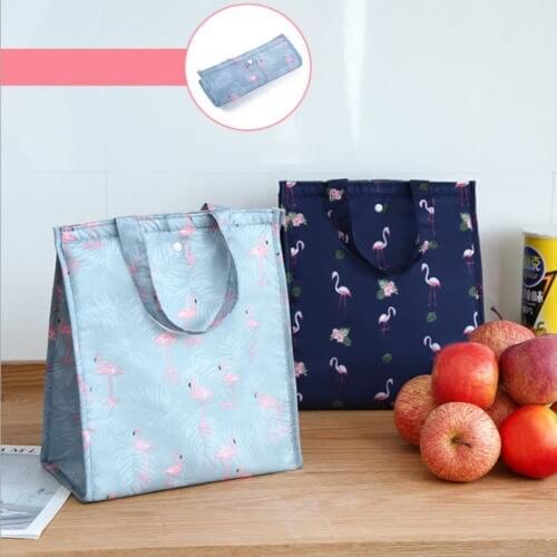 Portable Colorful Floral pattern Insulated Lunch Box Thermal Carry Tote Picnic Case Storage Bag