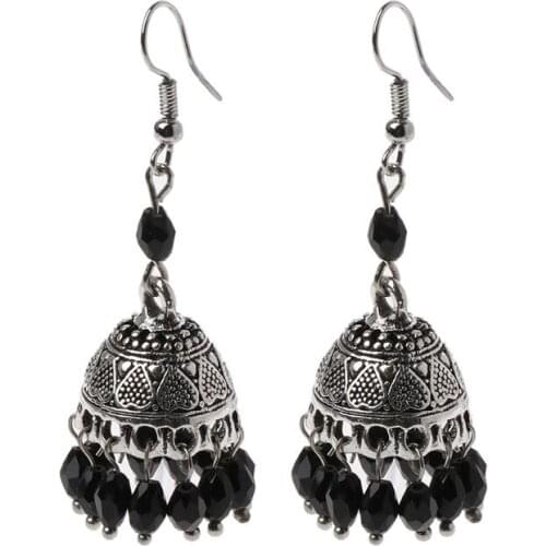 Retro Indian Bollywood Jhumka Jhumki Crystal Drop Earring Ethnic Gypsy Jewelry
