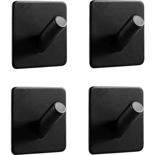 Self Adhesive Hooks 4 Pack Towel Hook SUS 304 Stainless Steel Bathroom Kitchen Organizer Super Power Heavy Duty Wall Mount Coat