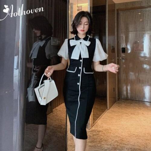 Sexy Party Office Dresses Summer Women Short Lantern Sleeve Peter Pan Collar Black Elegant Dress Vestidos Vintage Bandage Dress