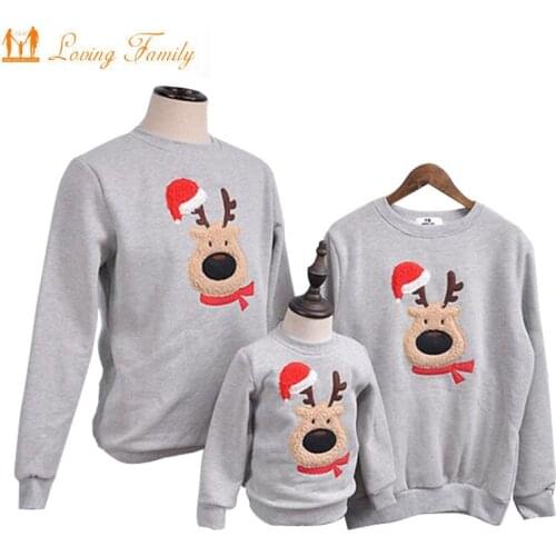 Family Clothing 2020 Winter Sweater Christmas Deer Children Shirts Warm Clothes Polar Fleece Matching Mother Daughter Clothes