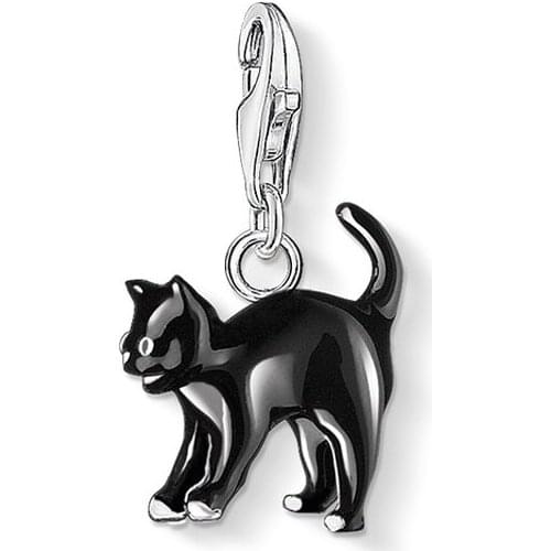 Silver Small Black Cat Charms Pendant Fit Bracelet Necklace Bag, Fashion Little Pet Cat Charm Jewelry Cute Gift For Women Men