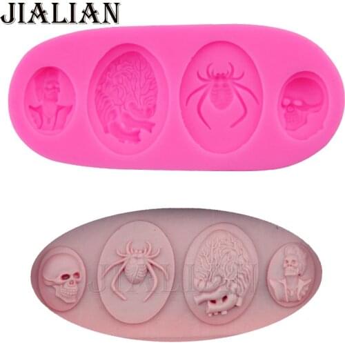 3D Halloween Brain Skull Spider Silicone Molds Cake Decorating Mould Baking Tools Fondant Chocolate Mold cake pop recipe T0803