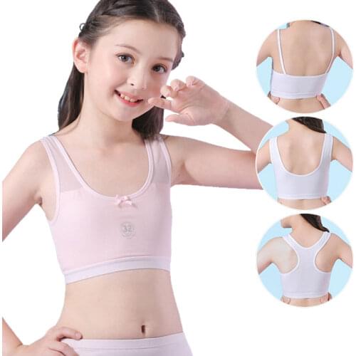 Sport Training Bra For Girls 6-18 Years Teenege Wireless Puberty Underwear Cotton Sport Tops School Students