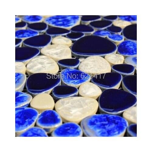Mediterranean blue ceramic porcelain mosaic backsplash HMCM1013 pebble kitchen wall tile sticker bathroom floor tiles