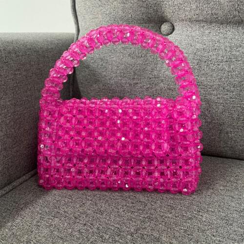 Customized Bead Bag Green Hand-woven Celebrity Handbags Unique Design Ladies Party Bag Top-handle Purses and Handbags
