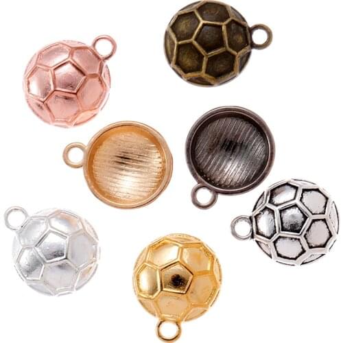 YuenZ 20 pcs Metal Alloy 7 Color football Charms Round shape Pendants For Jewelry Making DIY Handmade Craft