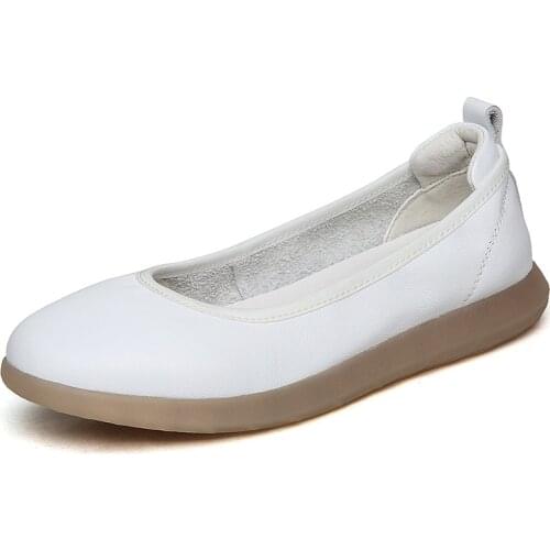 2019 Spring New Elegant Fashion Cow Leather Shoes Women Flats Comfort Light Casual Shoes Non-slip Soft Bottom Women Flat Shoes