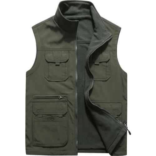 MRMT 2020 Brand Autumn and Winter Mens Vest Jackets Casual Solid Color for Male Double-sided Multi-pocket Vest Jacket Clothing