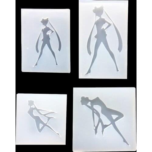 1pcs UV Resin Jewelry Liquid Silicone Mold Cartoon Girl Sailor dance fly Resin Molds For DIY Intersperse Decorate Making Molds