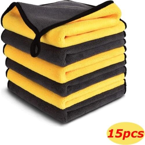 15Pcs Microfiber Cleaning Cloths Wash Towels for Car Double Layer Super Thick Natural Chamois Cleaning Drying Cloth