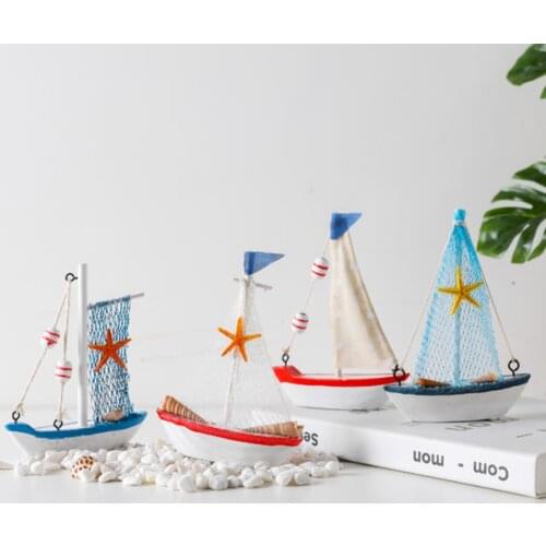 4 Pcs Miniature Sailboat Model Decoration Wooden Miniature Sailboat For Home Office Decoration