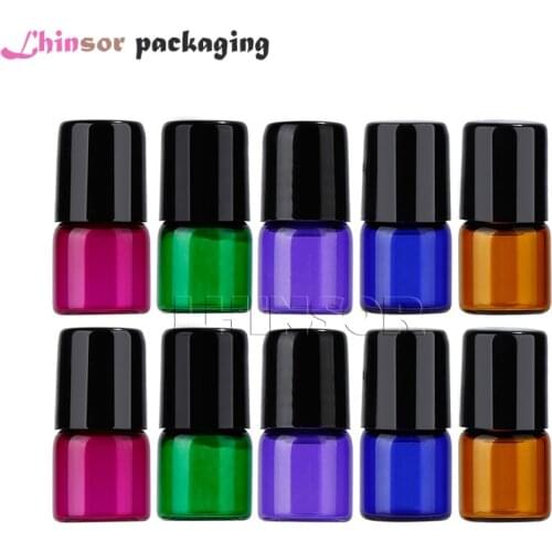 50PC/Pack 1ml 2ml 3ml 5ml Colorful Glass Sample Bottle Essential Oil Vials Doterra Containers Roll on Travel Bottles
