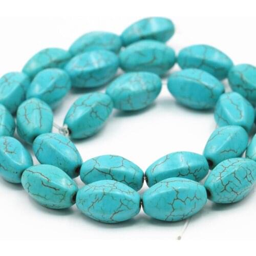 Jewelry Making Turquoises Loose Spacer Beads 10x16mm Blue Veins Calaite Stone Hexagon Bucket Shape DIY Accessories 16inch A466