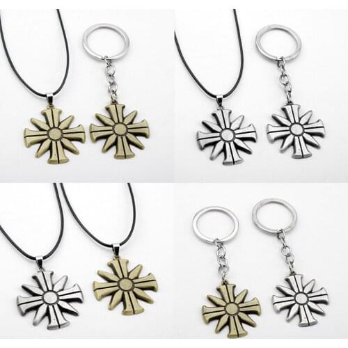Game Farcry 5 Cross Medal Cross Flower Metal Rope Chian Pendant Necklaces Keychains For Women/Men Jewelry