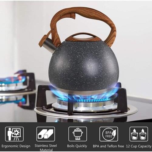 Tea-pot StainlessSteel Whistling Kettle Wood Handle Tea Pot Boiling Water Drinkware Heat Resistant Tea Infuser Flower Tea Kettle