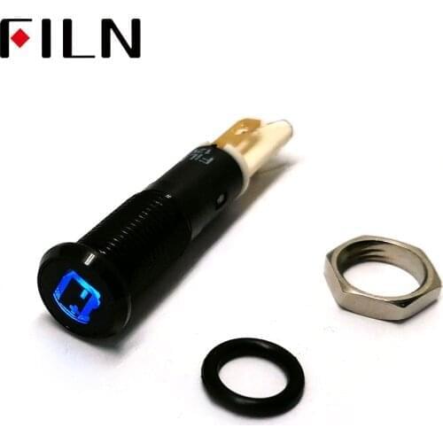 FILN 8mm C8 Car dashboard black shell Battery fault flag 12v led indicator light with Solder foot
