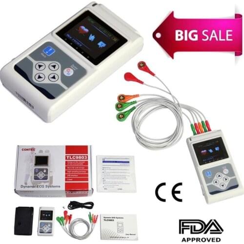 CONTEC TLC9803 Handheld 3 Channel ECG/EKG Holter Recorder Monitor System health analyzer machine