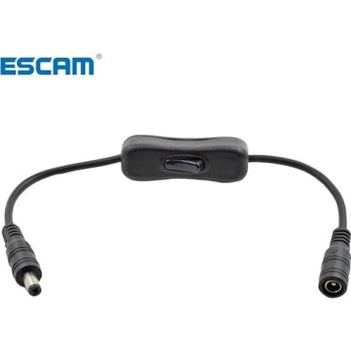 ESCAM DC 12V Power Connection Cable with switch Black DC Switch Extension Cord