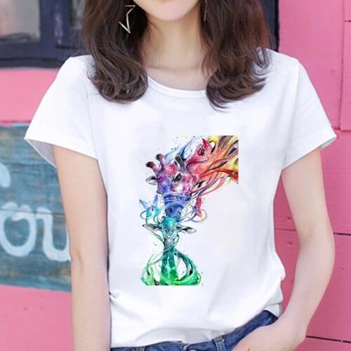 Harajuku T Shirts Casual T-shirt Tops Tees Shirt Female Clothes Print 2020 New Summer Animal for Women Cartoon Lady Short Sleeve