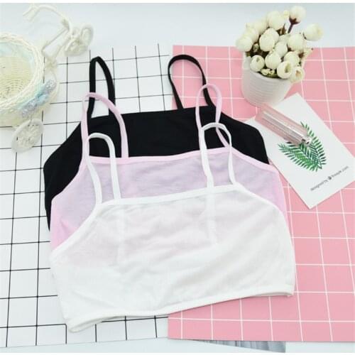 Cotton young girls training bra 6-12 years old children bras Condole belt vest kids bra camisole for child